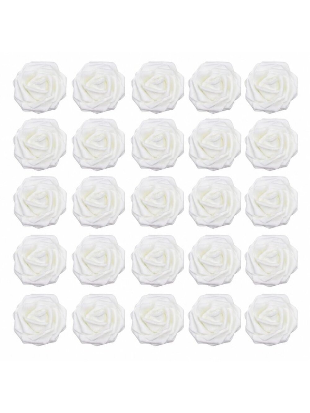 25 White Foam Roses for Crafts Wedding Decor Artificial Rose Heads No Stem DIY W